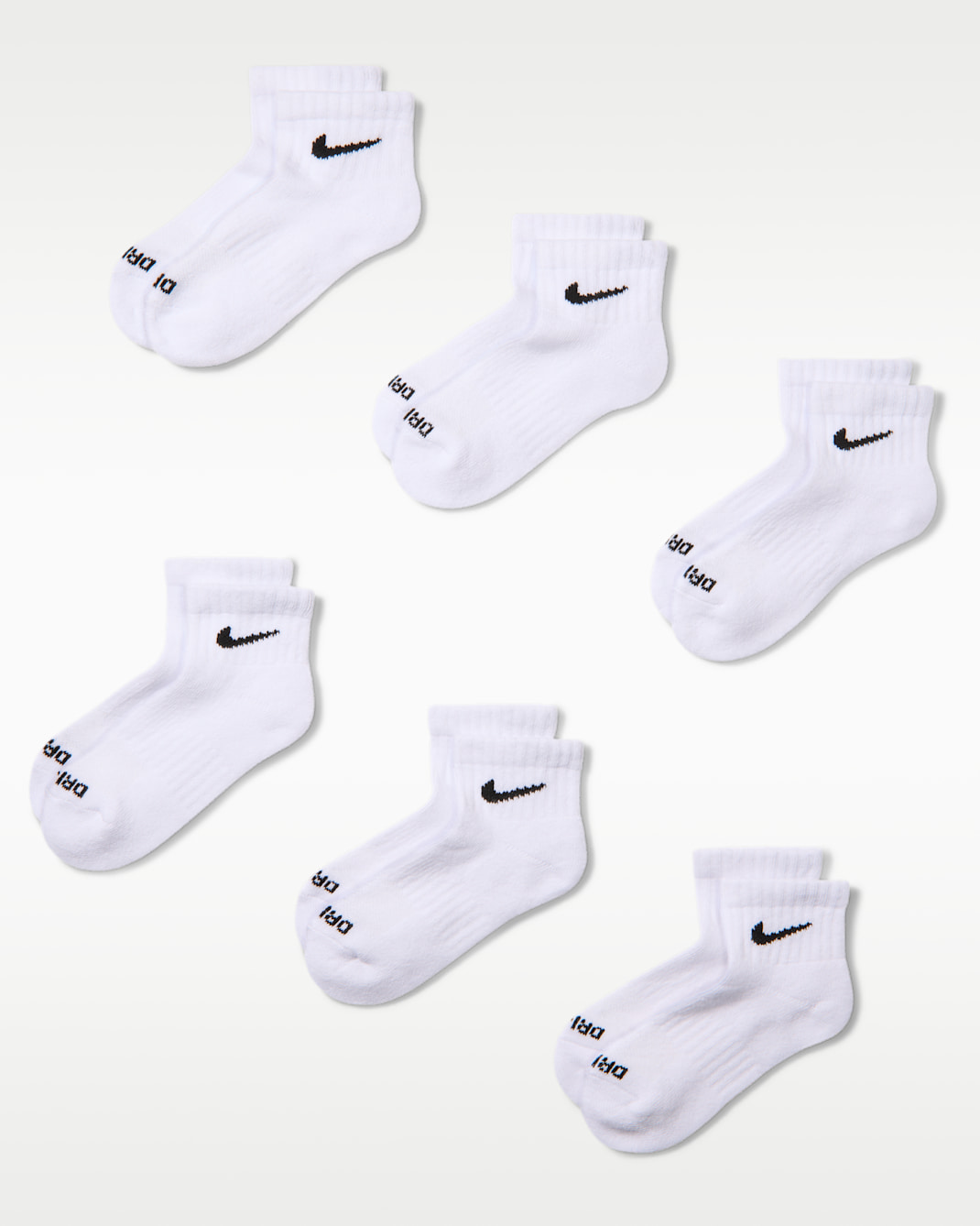 Nike Performance Basics Kids' Dri-FIT Ankle Socks (6 Pairs) - White