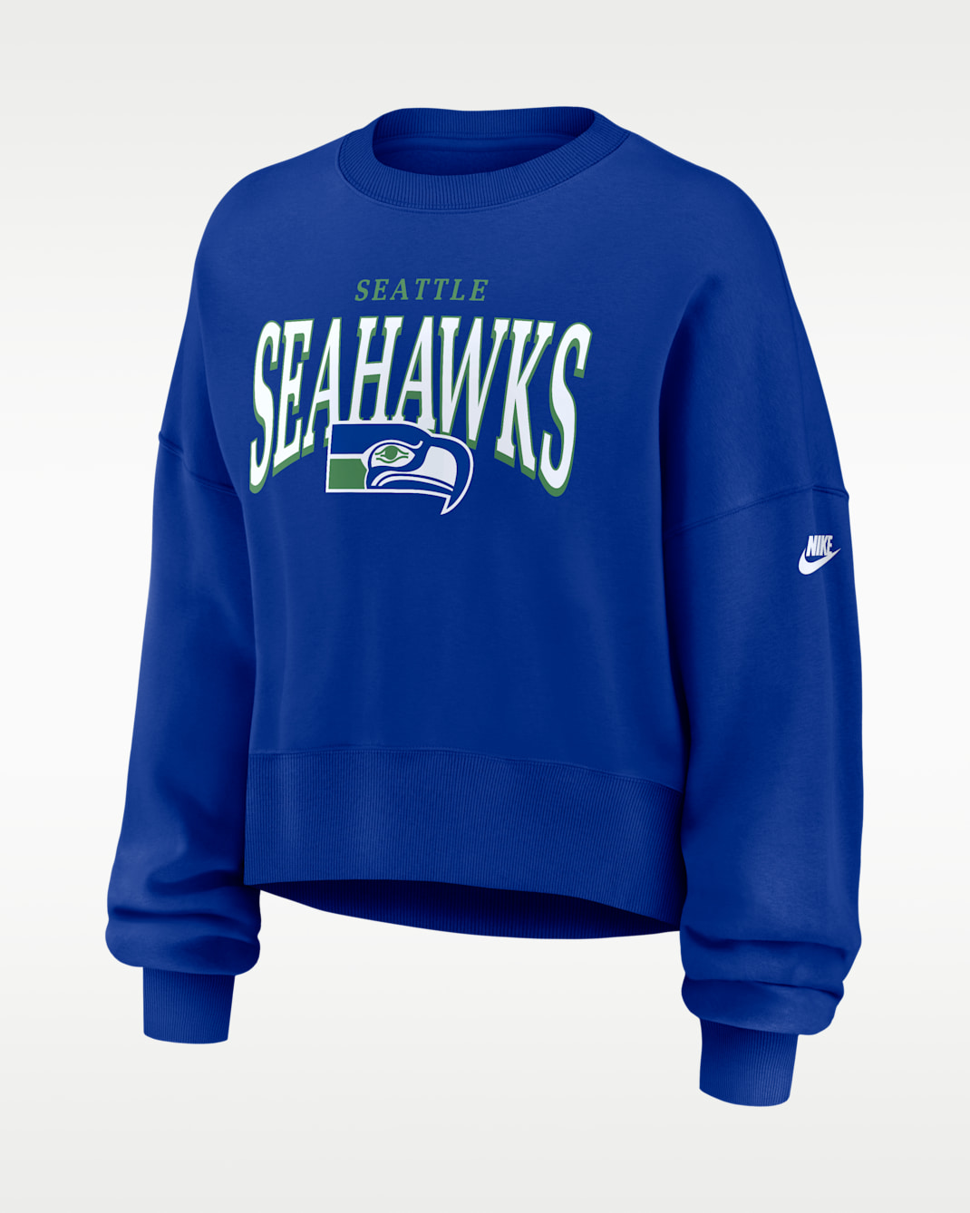 Seattle Seahawks Rewind Phoenix Women's Nike NFL Oversized Pullover Crew - Royal