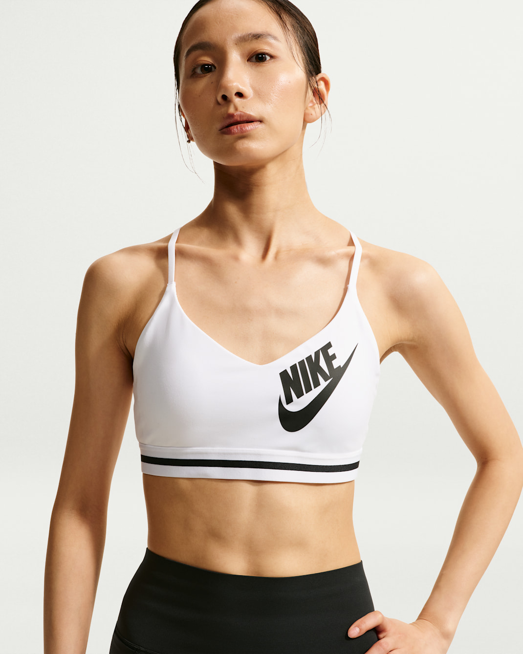 Nike Indy Women's Light-Support Sports Bra - White/White/Black/Black