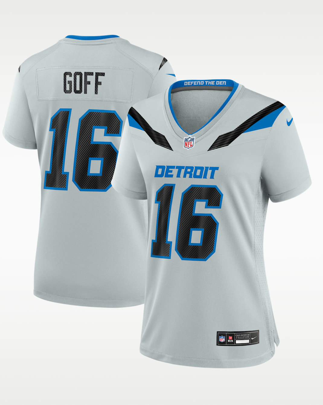 Jared Goff Detroit Lions Rivalries Collection Women's Nike NFL Game Jersey - Silver