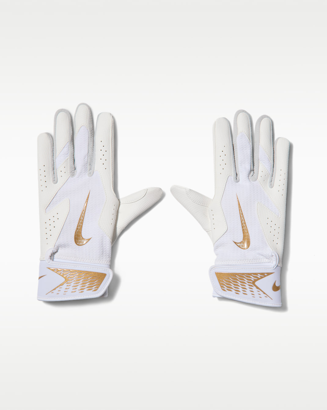 Guantes de bateo de softbol para mujer (1 par) Nike Hyperdiamond - Blanco/Blanco/Oro metalizado