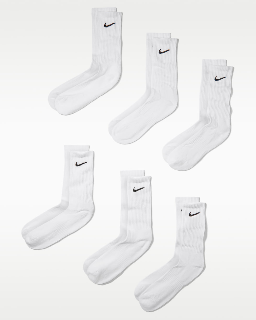 Nike Everyday Cushioned Calcetines largos de entrenamiento (6 pares) - Blanco/Negro