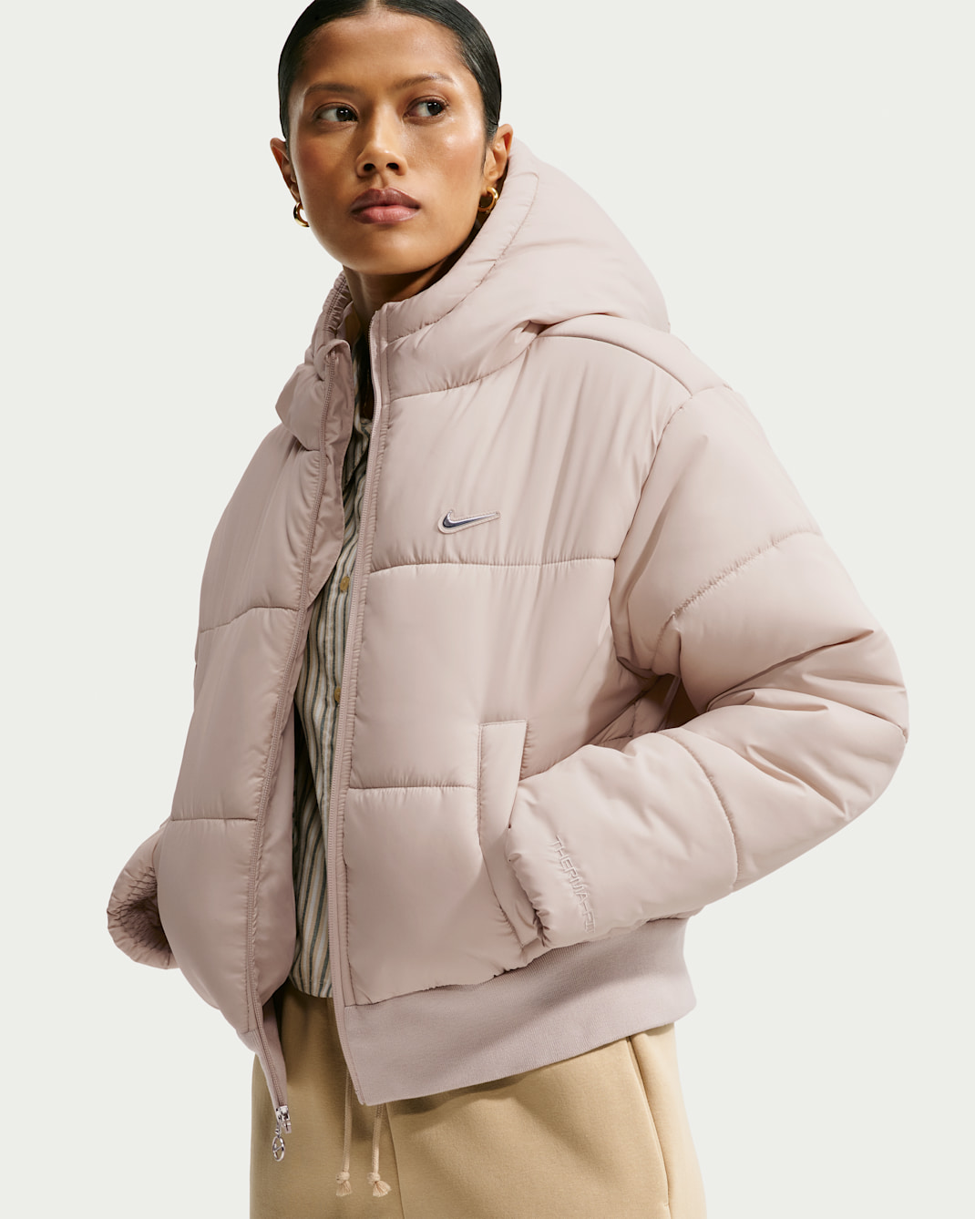Nike Sportswear Classic Puffer Women's Therma-FIT Loose Hooded Jacket - Cream II