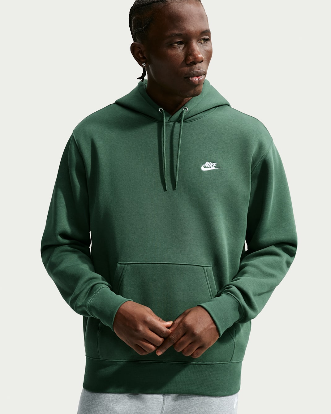 Nike Club Men's Pullover Fleece Hoodie - Fir/Fir/White