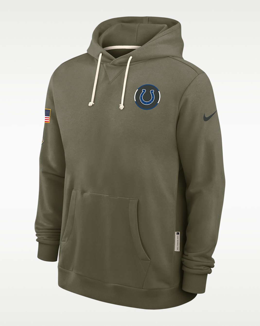 Sudadera con gorro sin cierre Nike Dri-FIT de la NFL para hombre Indianapolis Colts Salute to Service Sideline Dominant Force - Oliva