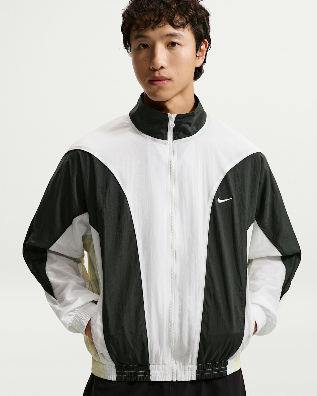 Nike Men's Basketball Jacket - Off-White/Black Spruce/Olive Aura/White