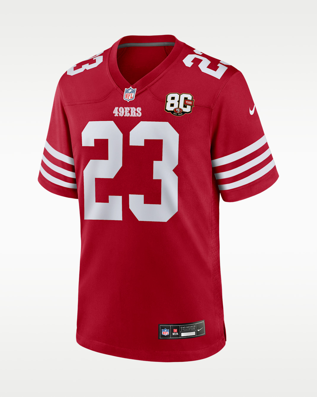 Christian McCaffrey San Francisco 49ers 80th Anniversary Men's Nike NFL Game Jersey - Scarlet