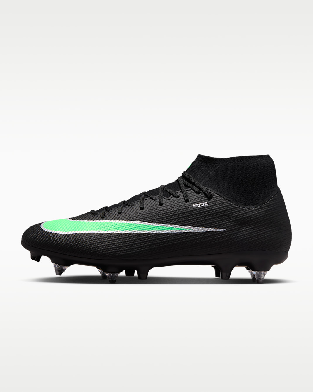 Nike Mercurial Superfly 11 Academy high-top voetbalschoenen (zachte ondergrond) - Zwart/Zwart/Illusion Green