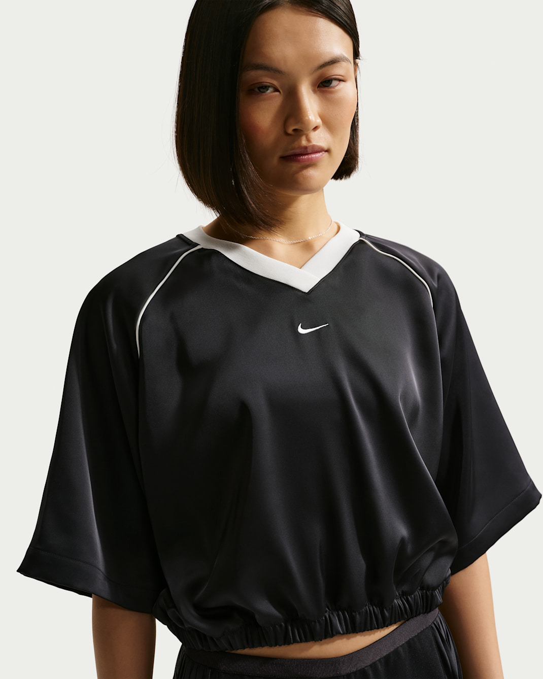 Nike Sportswear Women's Oversized Satin Top - Black/Sail