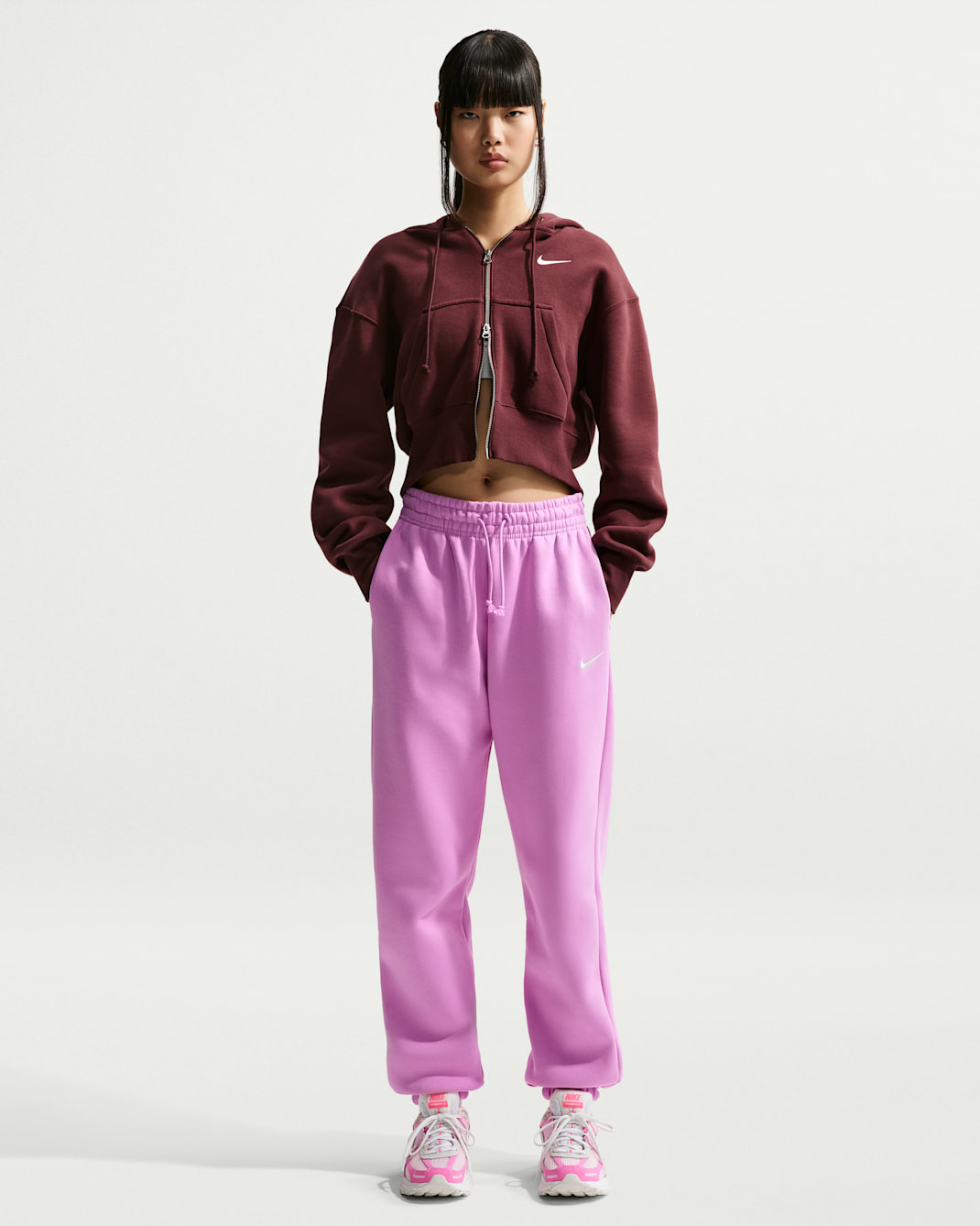 Nike Sportswear Phoenix Fleece Women's High-Waisted Oversized Tracksuit Bottoms - Light Magenta/Sail