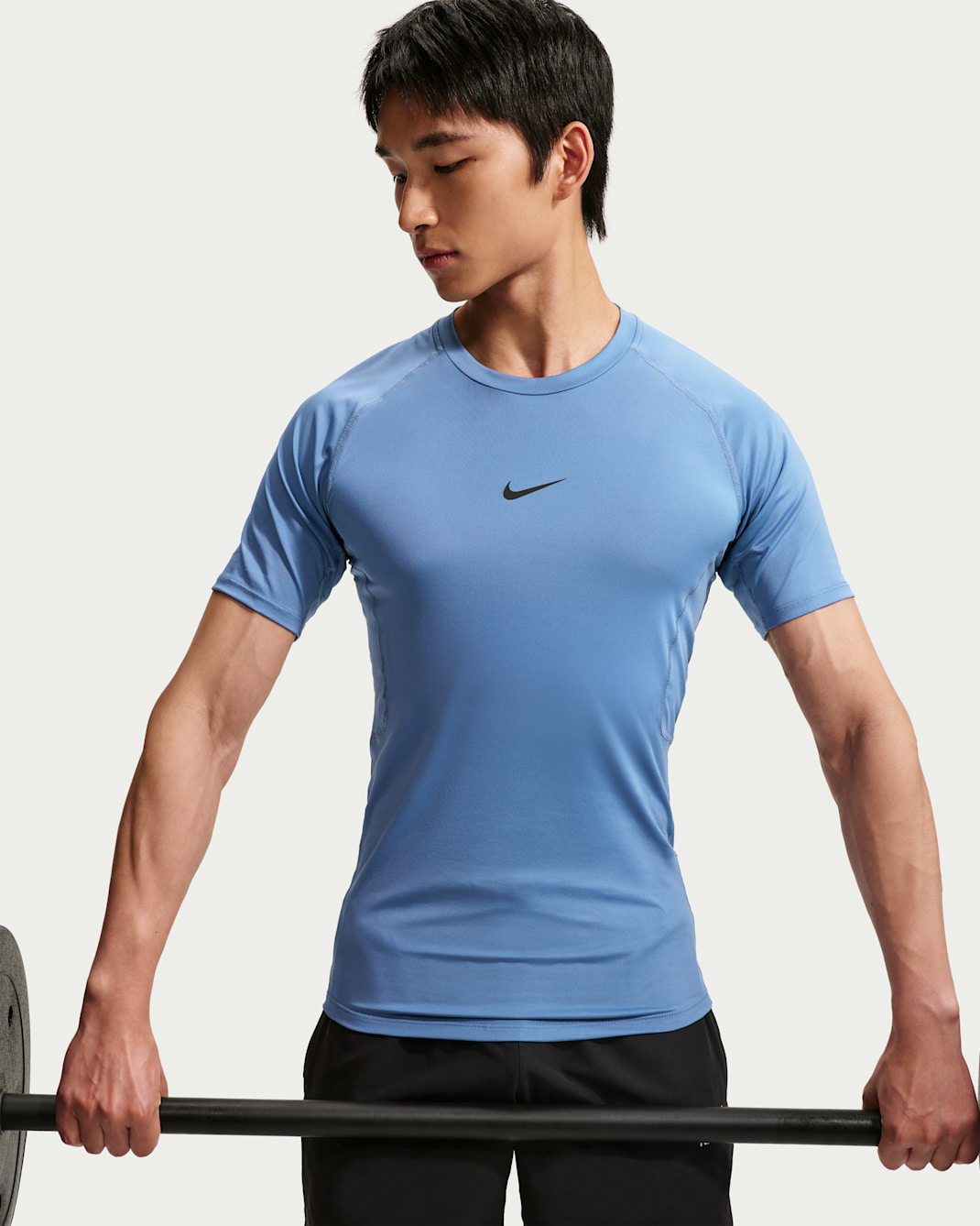 Nike Pro Men's Dri-FIT Tight Short-Sleeve Fitness Top - Indigo Storm/Black