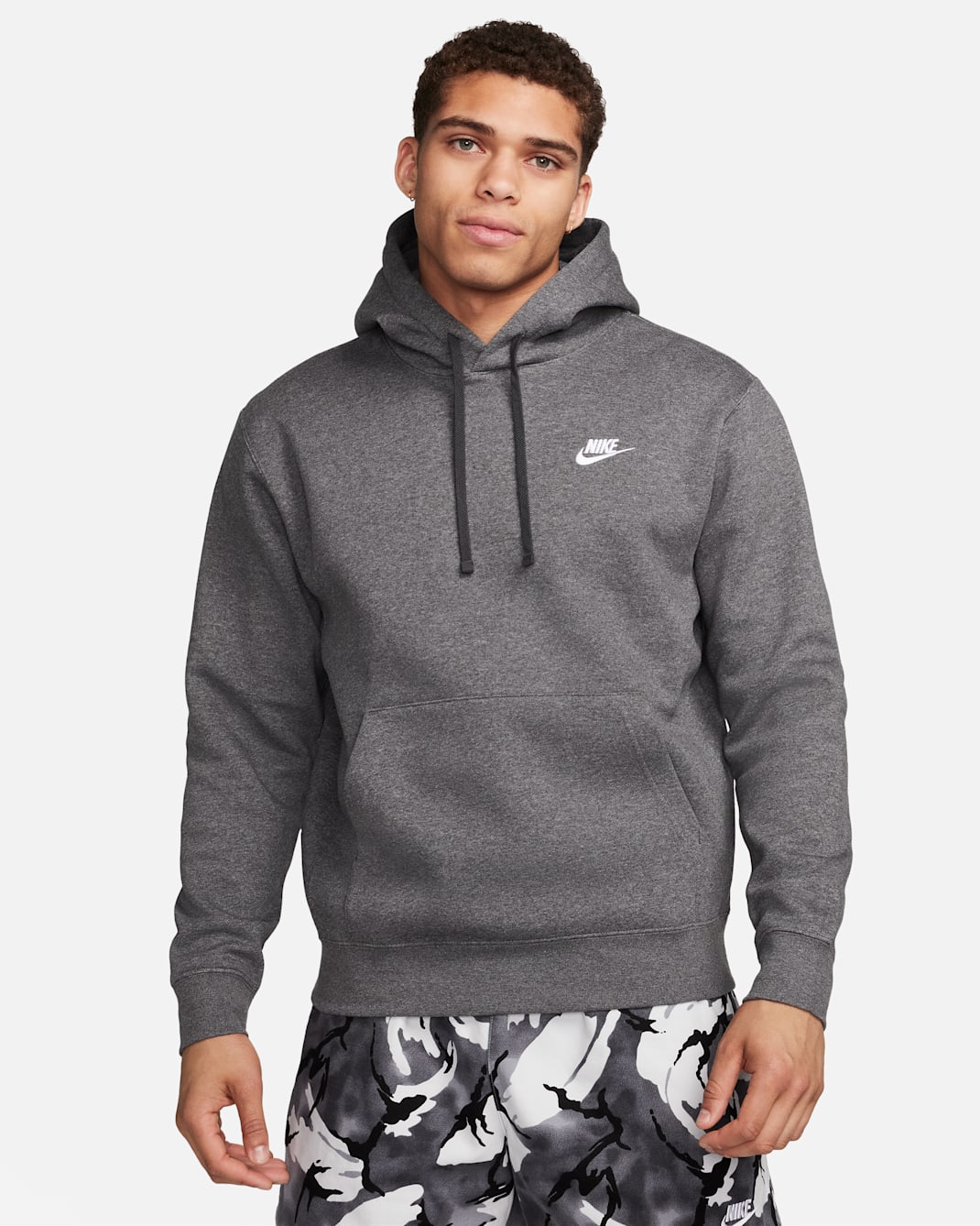 Sudadera con gorro sin cierre Nike Sportswear Club Fleece - Carbón jaspeado/Antracita/Blanco