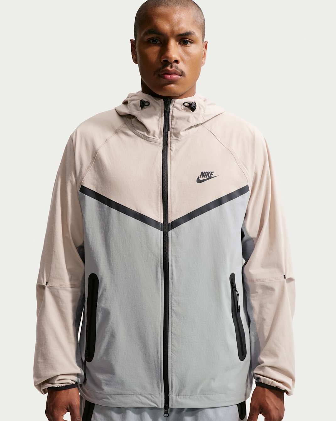 Nike Tech Dri-FIT geweven Windrunner herenjack met rits over de hele lengte - Wolf Grey/Cream II/Zwart