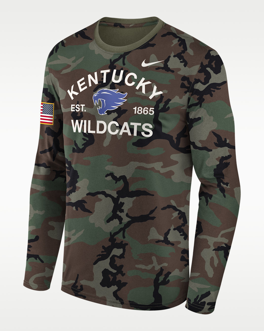 Kentucky 2025 Military Appreciation Legend Men's Nike Dri-FIT College Long-Sleeve T-Shirt - Olive
