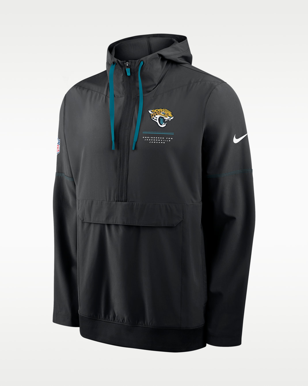 Chamarra Nike de la NFL de medio cierre con gorro para hombre Jacksonville Jaguars Sideline Anorak - Negro