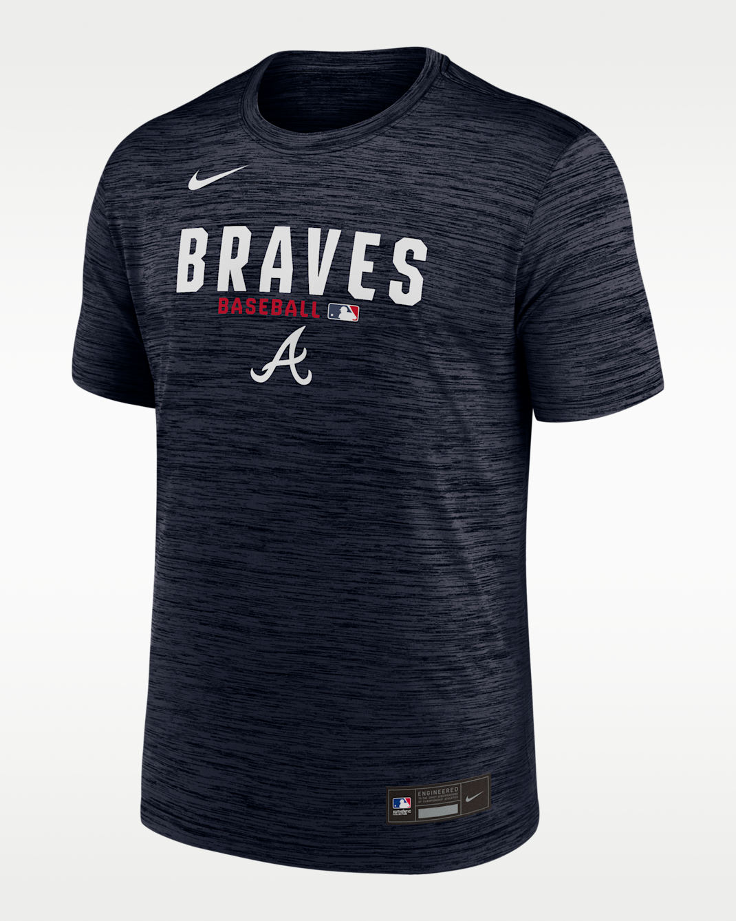 Playera Nike Dri-FIT de la MLB para hombre Atlanta Braves Authentic Collection - Azul marino medianoche jaspeado