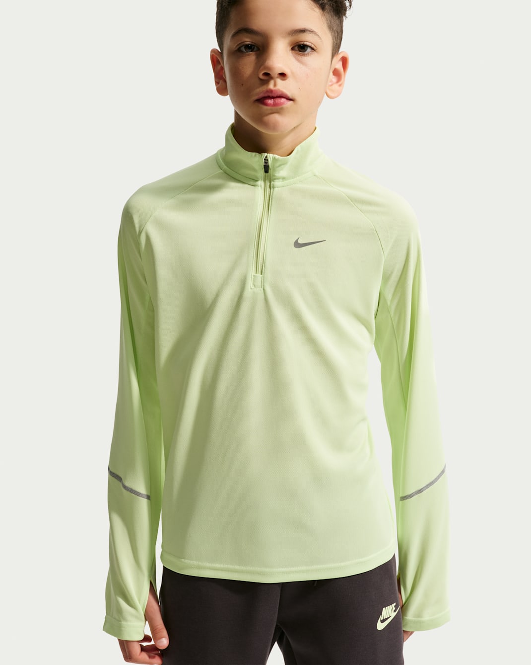 Sudadera de medio cierre Dri-FIT para niños talla grande Nike Miler - Lima líquida claro