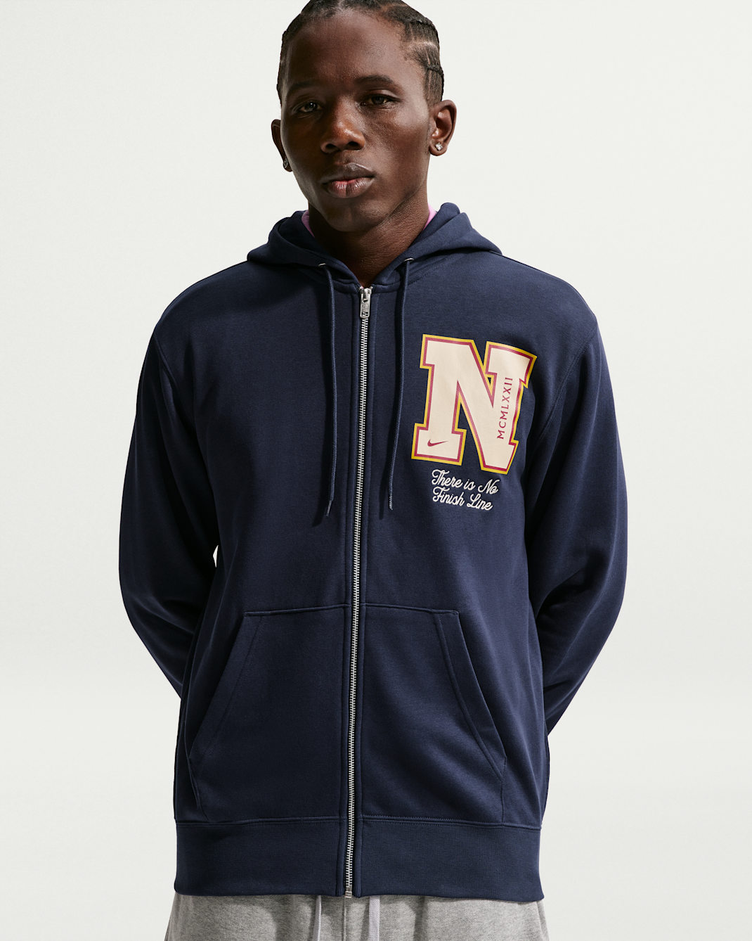 Nike Sportswear Club Men's French Terry Full-Zip Hoodie - Obsidian/Light Khaki