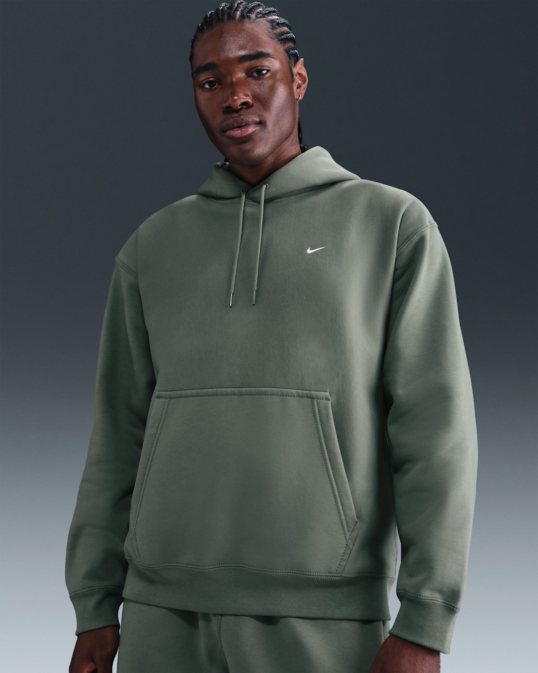 Nike Solo Swoosh Men's Pullover Hoodie - Clay Green/Clay Green/White