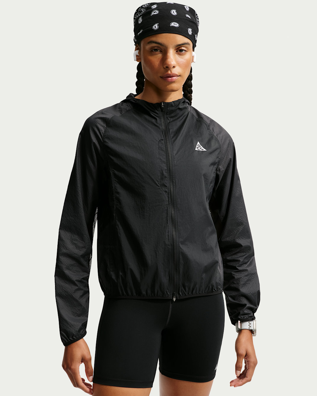 Chamarra de trail running con protección contra los rayos UV para mujer ACG "Aireez" - Negro/Negro/Blanco cumbre