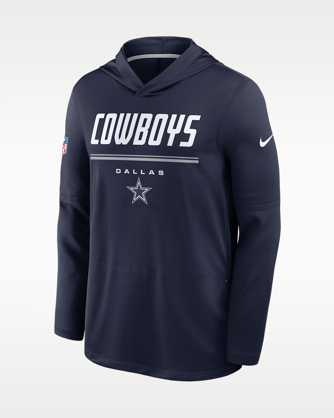 Dallas Cowboys Sideline Men's Nike Dri-FIT NFL Long-Sleeve Hooded Top - Navy