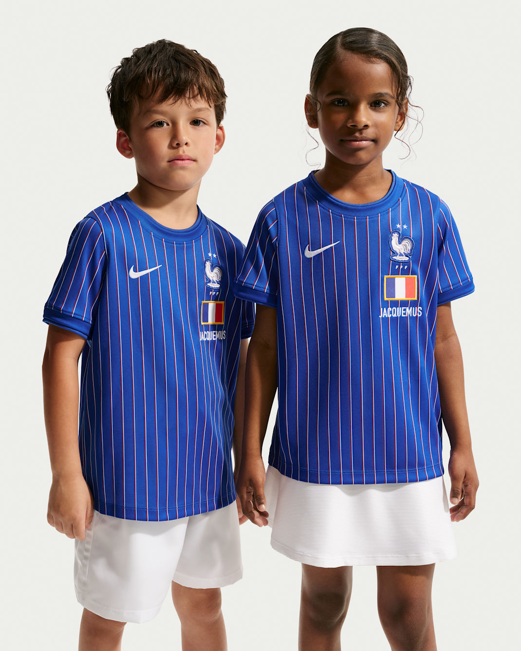 France x Jacquemus Kids' Short-Sleeve Soccer Top - Game Royal/University Red/White