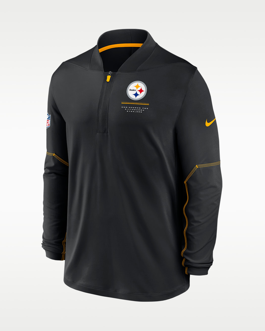 Playera Nike Dri-FIT de la NFL de medio cierre para hombre Pittsburgh Steelers Sideline - Negro