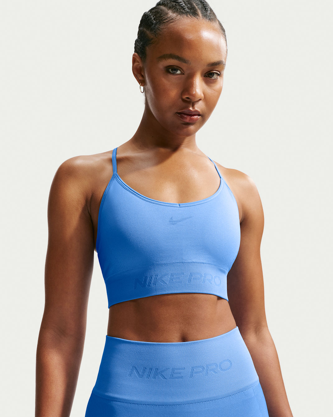 Bra deportivo de baja sujeción con almohadillas para mujer Nike Pro Seamless - Azul universitario