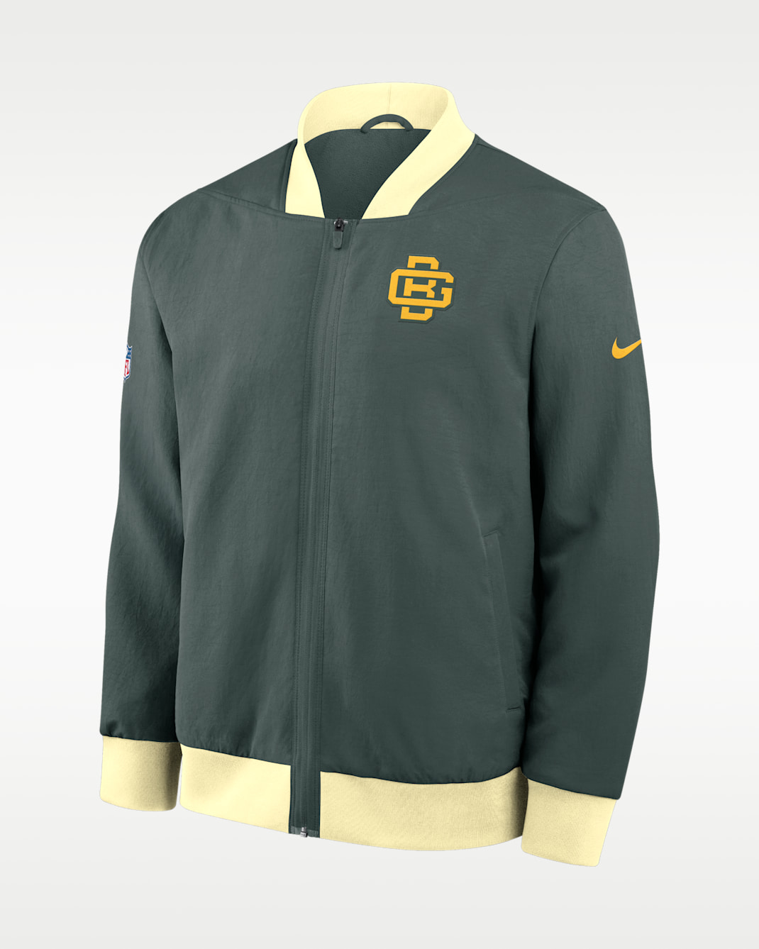 Green Bay Packers Rivalries Collection Sideline Men's Nike NFL Full-Zip Bomber Jacket - Vintage Green/Alabaster
