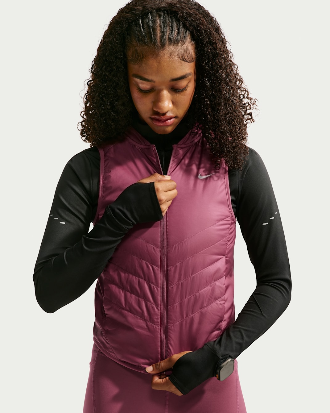 Nike Tempo Women's Repel Warm Running Vest - Pink Smoke