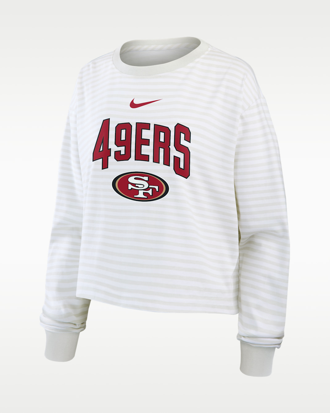 Playera de manga larga cropped Nike para mujer San Francisco 49ers Primetime - Blanco/Gris