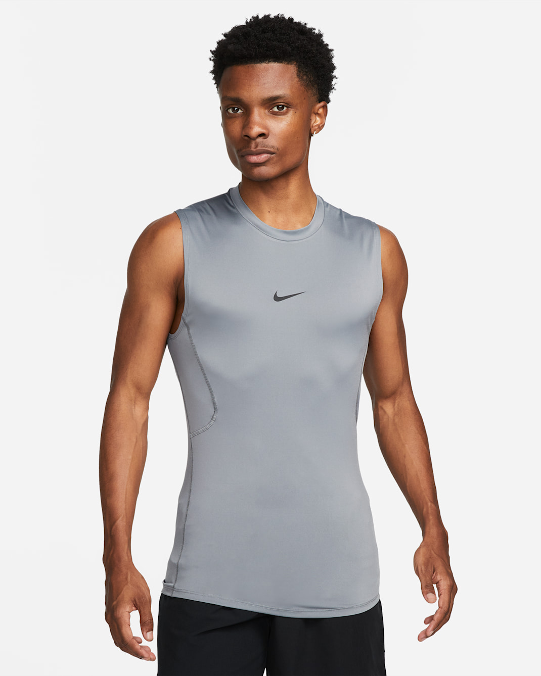 Playera de fitness ajustada sin mangas Dri-FIT para hombre Nike Pro - Gris humo/Negro