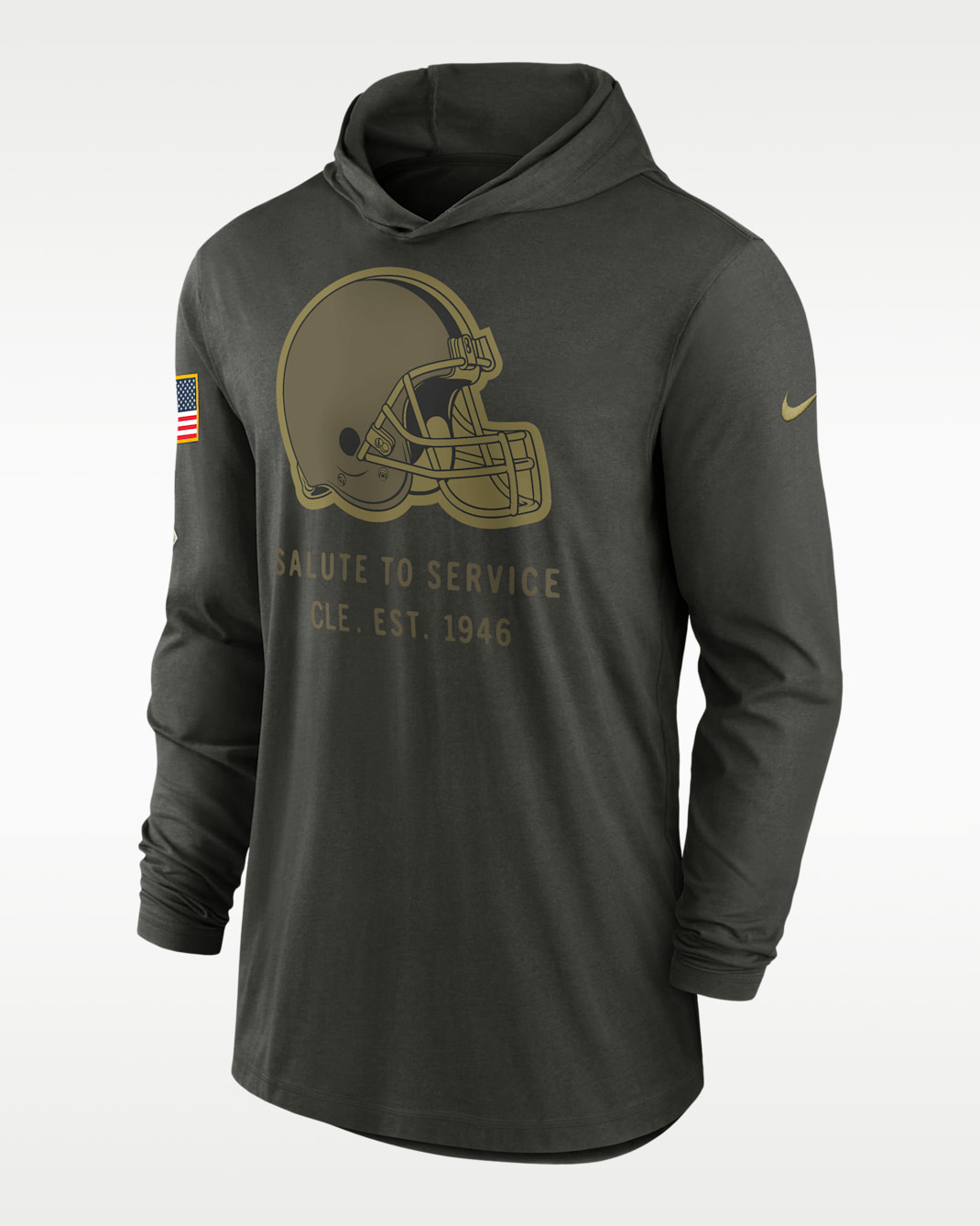 Cleveland Browns Salute to Service Sideline Men’s Nike Dri-FIT NFL Long-Sleeve Hooded Top - Forest Green