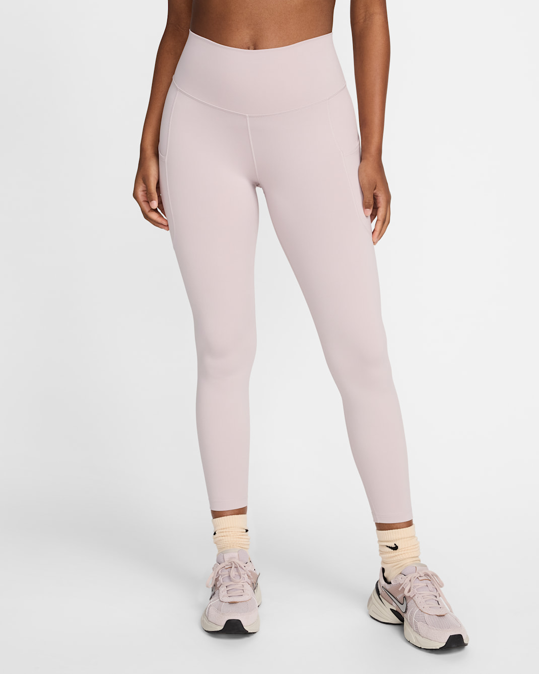 Nike One Women's High-Waisted 7/8 Leggings with Pockets - Platinum Violet/Black