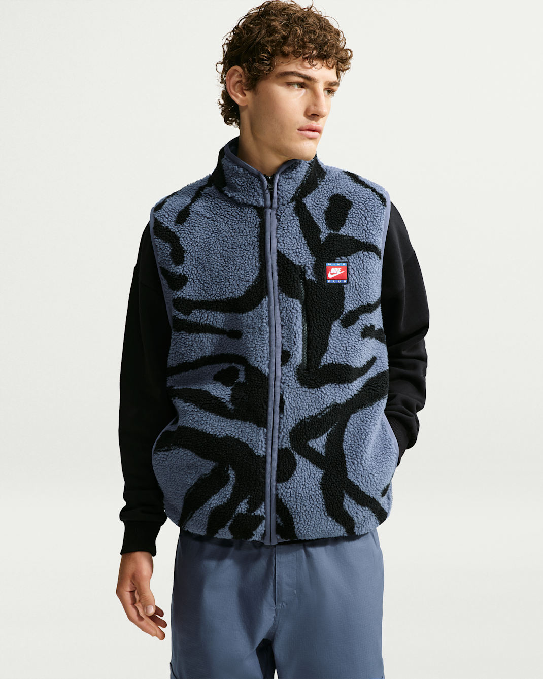 Chaleco de tejido Fleece de cierre completo acondicionado para el invierno para hombre Nike Club - Azul difuso