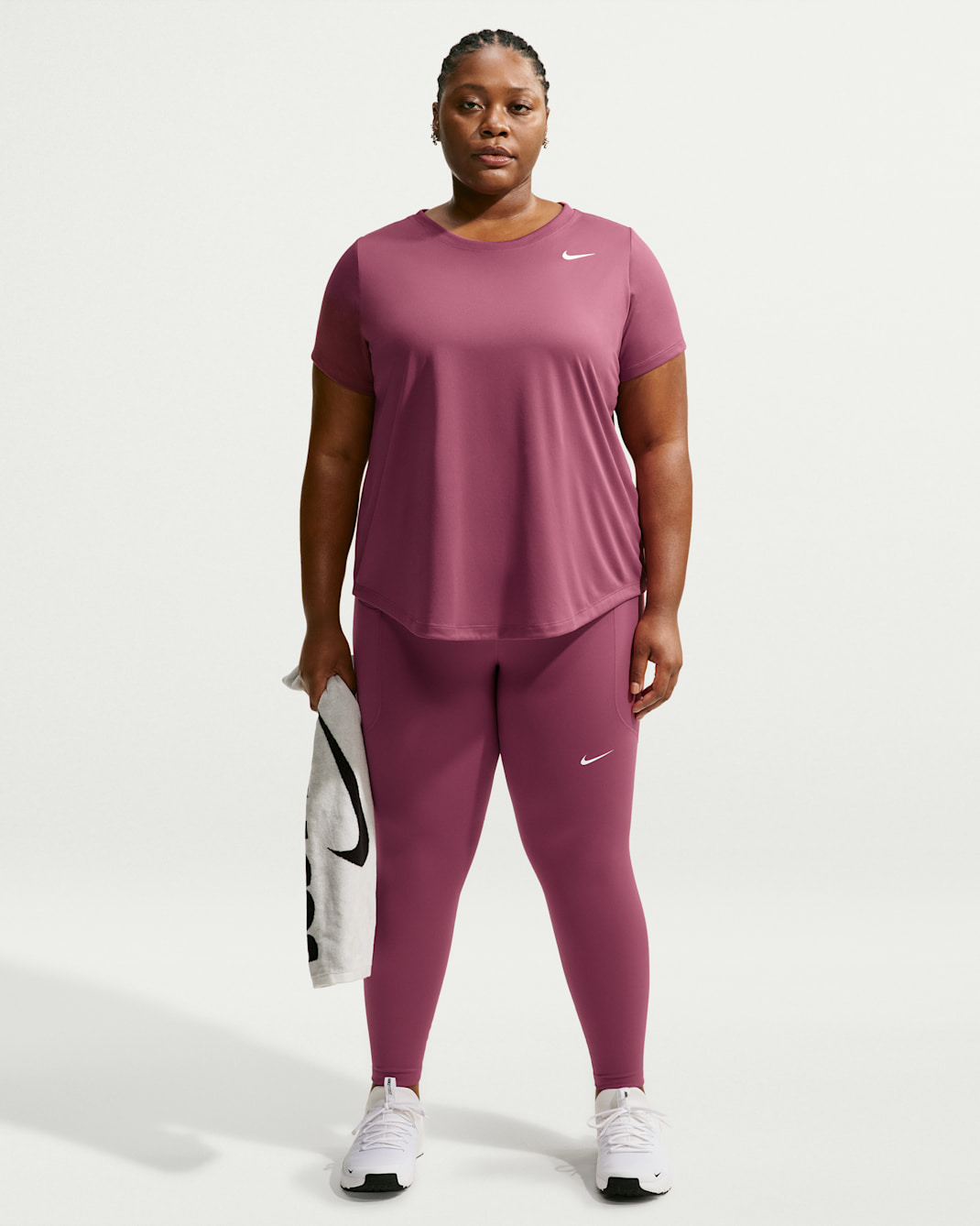 Nike One Women's High-Waisted 7/8 Leggings with Pockets (Plus Size) - Pink Smoke/White