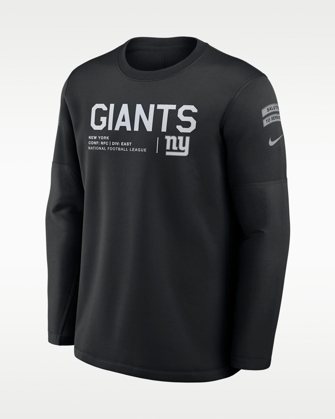 Sudadera de cuello redondo sin cierre Nike de la NFL para hombre New York Giants Salute to Service Sideline Coaches - Negro