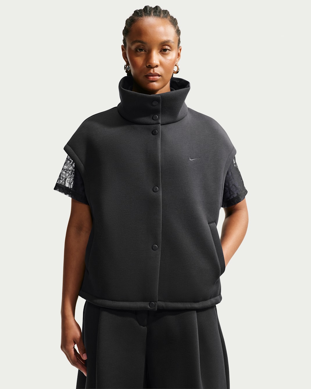 Smanicato loose fit Nike Pregame Fleece – Donna - Nero/Nero