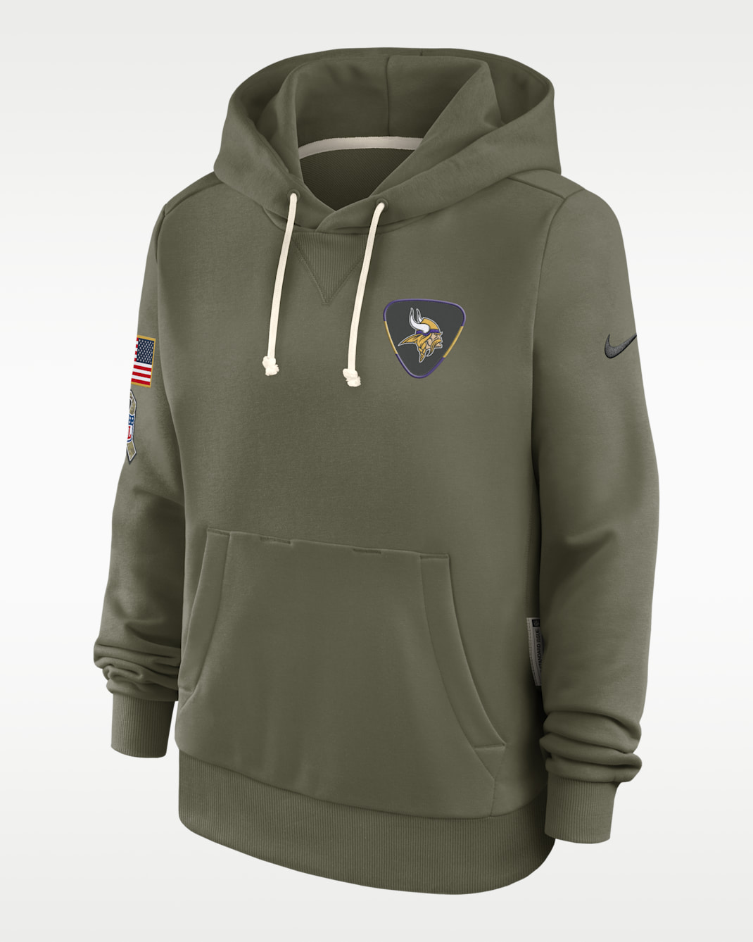 Minnesota Vikings Salute to Service Sideline Women's Nike Dri-FIT NFL Pullover Hoodie - Olive