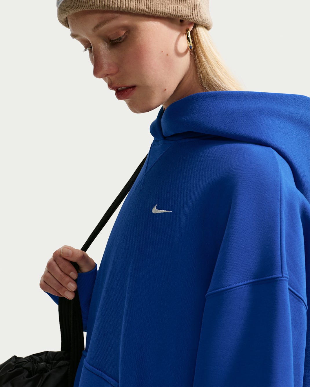 Ekstra stor Nike Studio Fleece Heavyweigth-hettegenser til dame - Old Royal/Sail