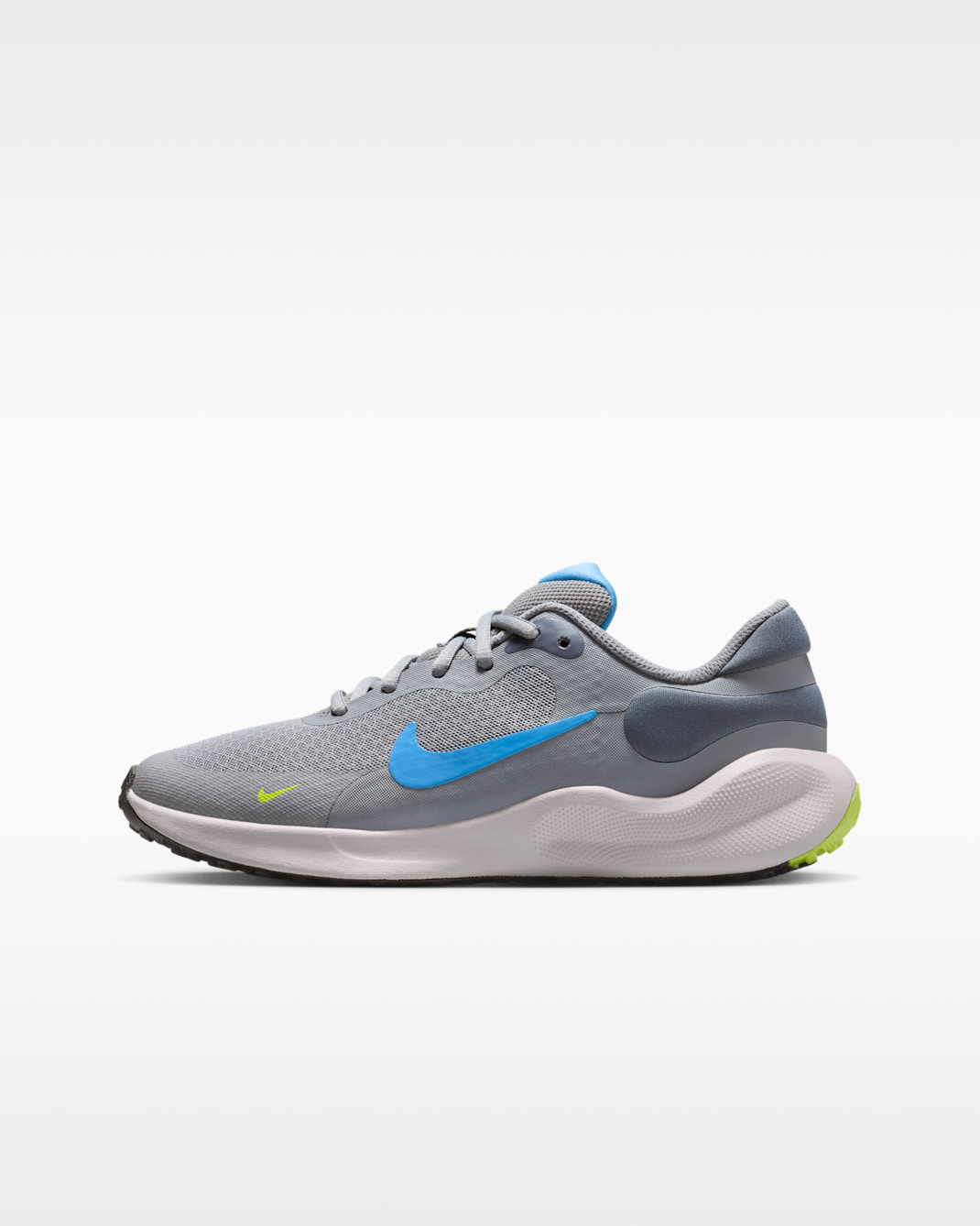 Nike Revolution 7 Big Kids' Road Running Shoes - Cement Grey/Light Carbon/Volt/University Blue