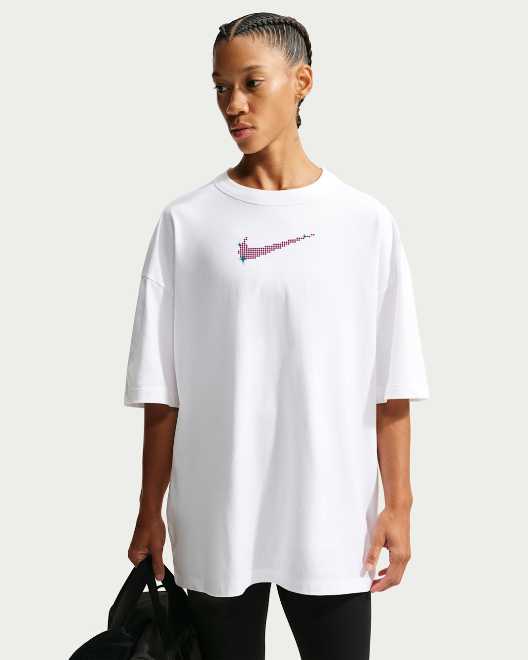 Playera de manga corta oversized Nike para mujer - Blanco