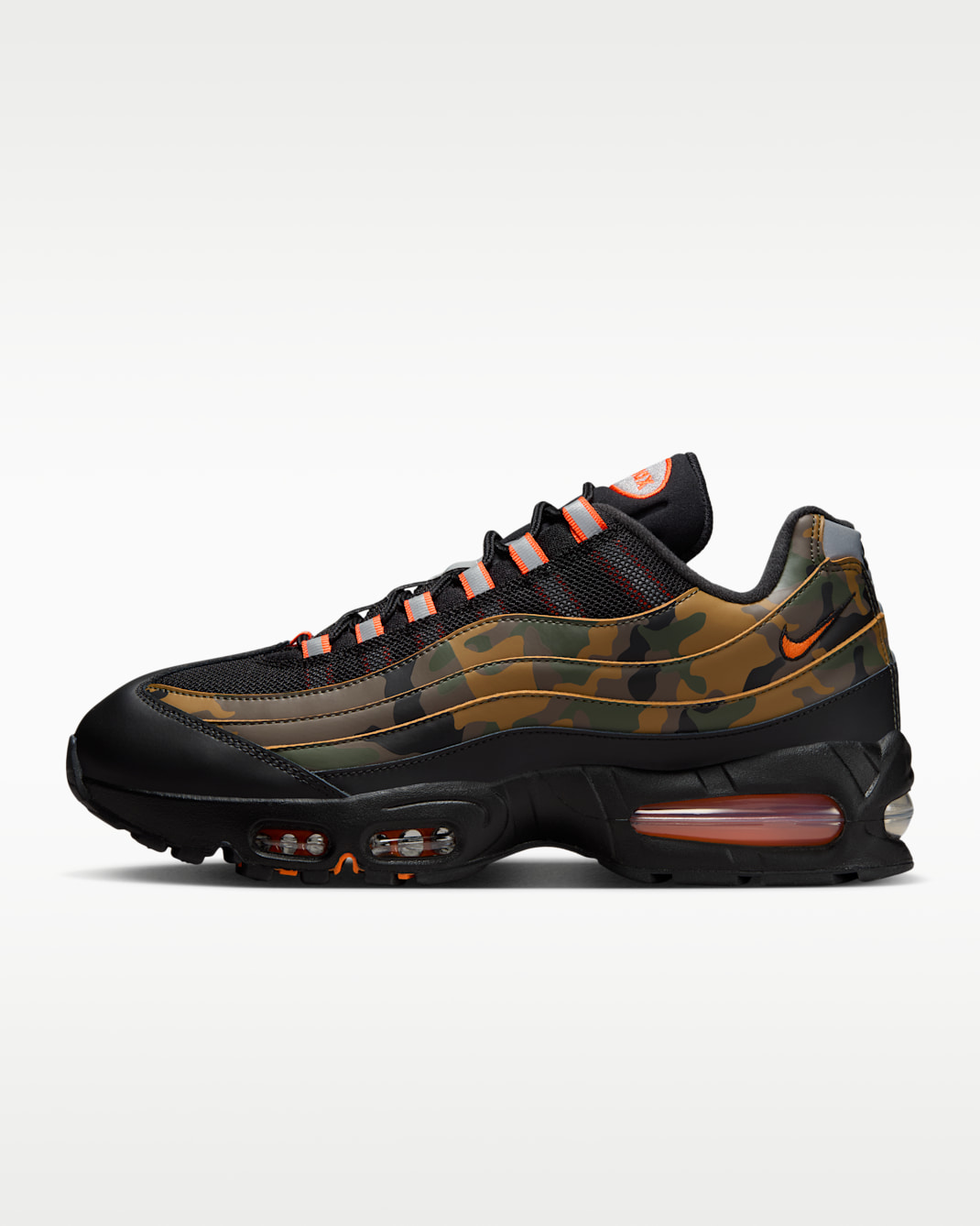 Tenis para hombre Nike Air Max 95 - Negro/Plata metalizado/Beige dorado/Naranja seguridad