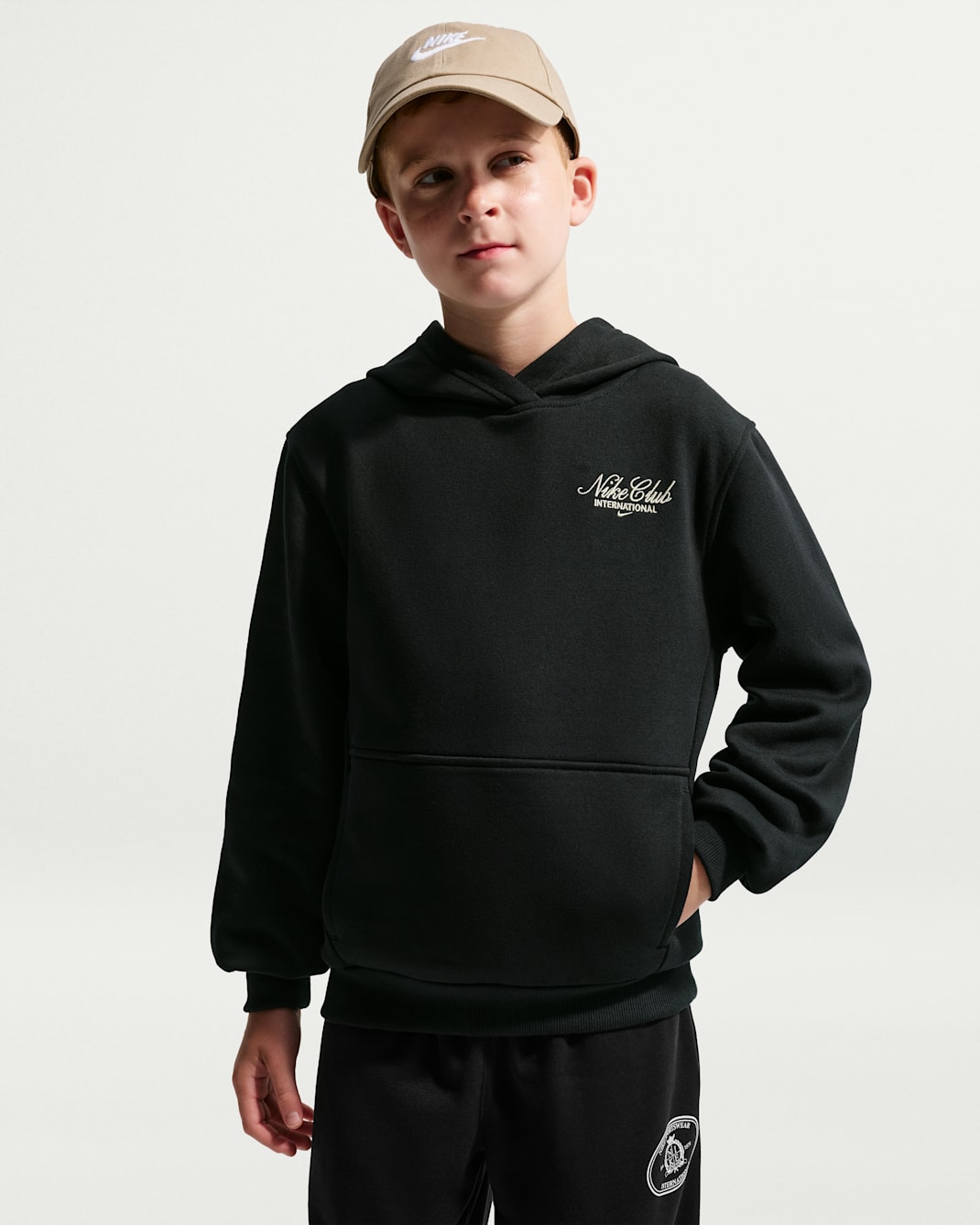 Sudadera con gorro para niños talla grande Nike Sportswear Club Fleece - Negro/Duna