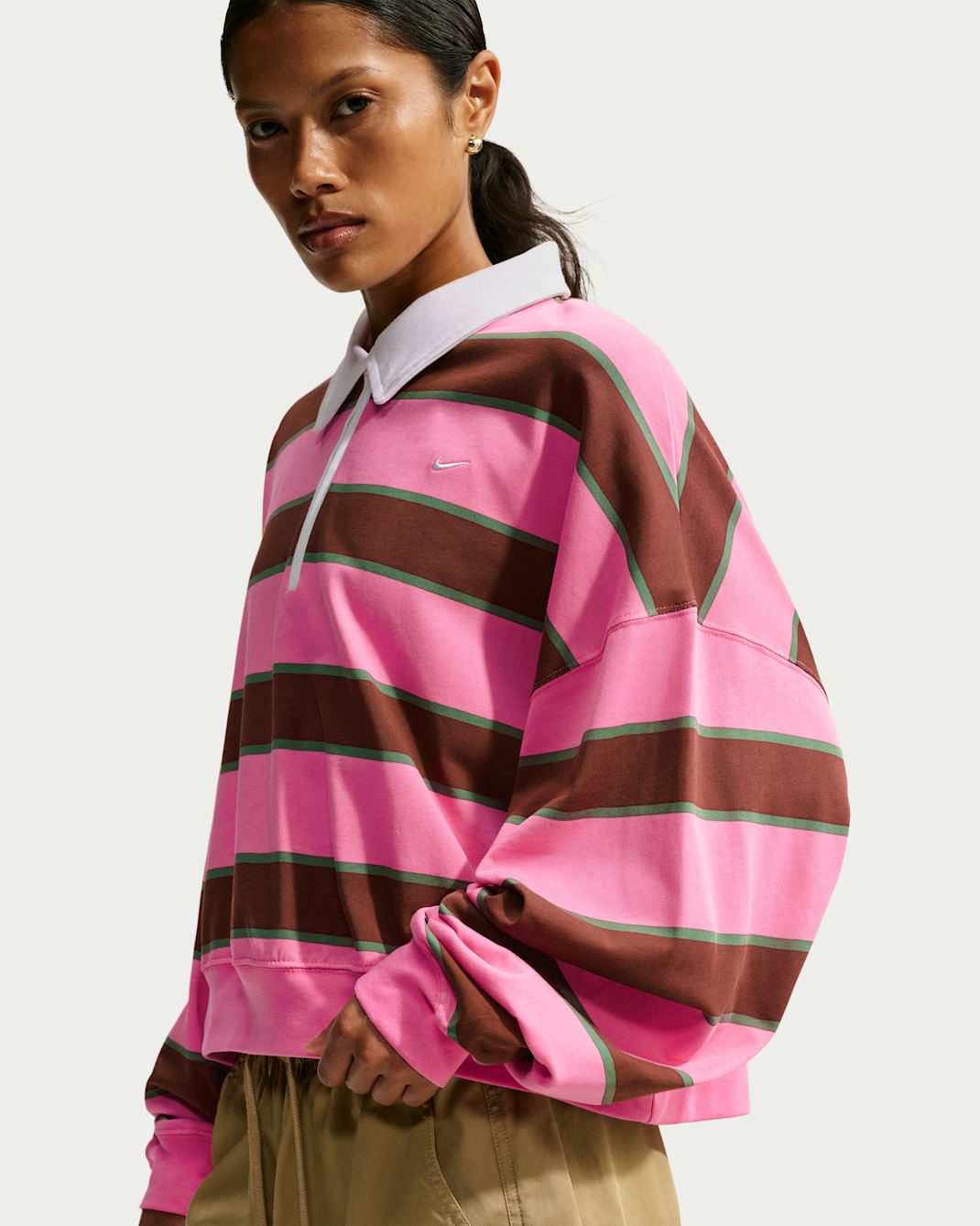 Nike Sportswear Çeyrek Fermuarlı Kadın Sweatshirt'ü - Pinksicle/Pine Green/Cacao Wow