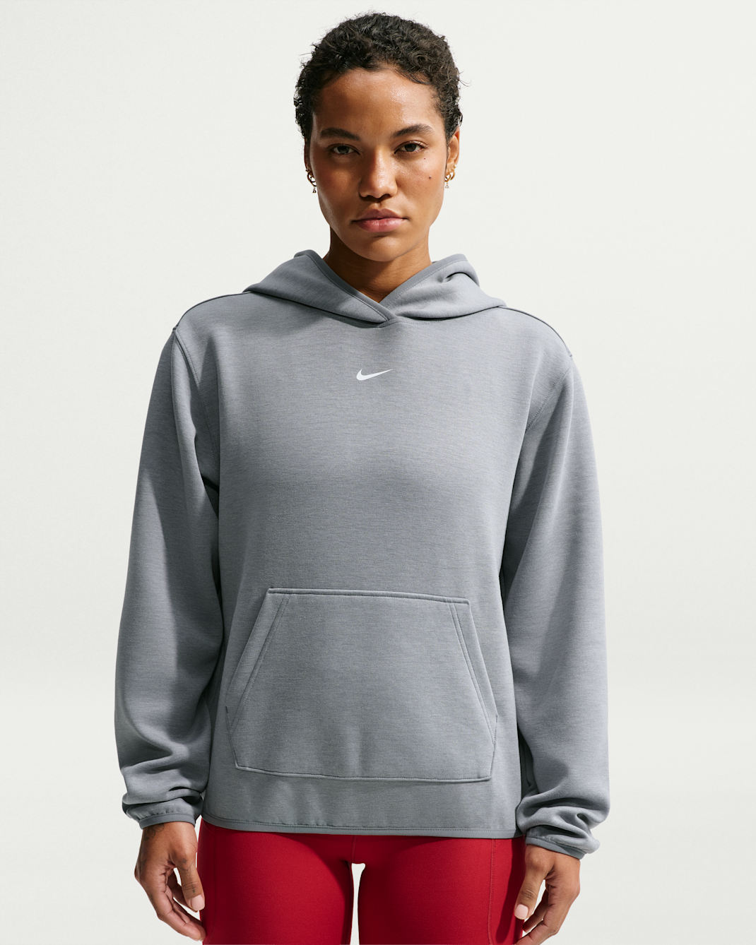 Nike Studio Fleece Sport Women's Dri-FIT Pullover Hoodie - Smoke Grey/Heather/White