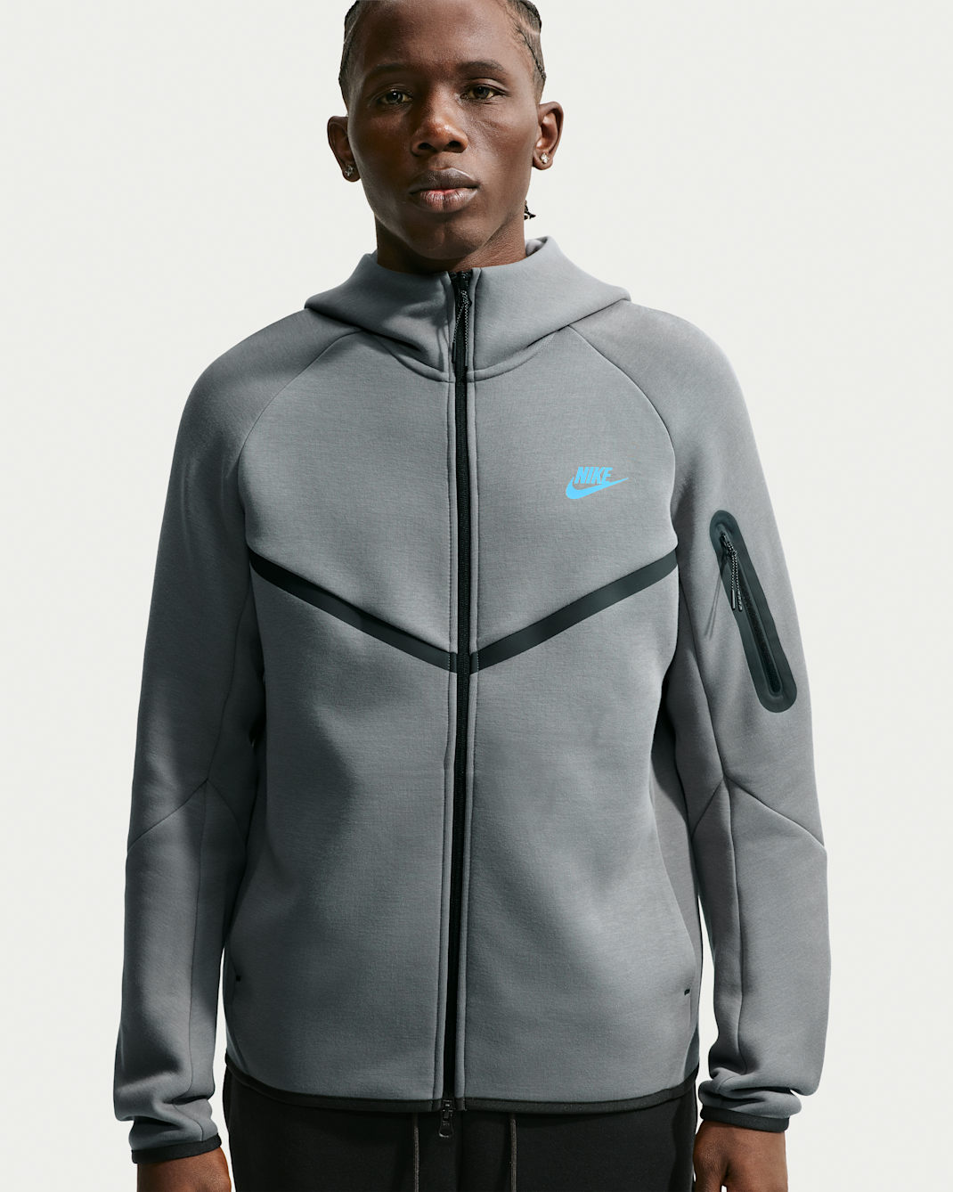 Nike Tech Men's Fleece Windrunner Full-Zip Jacket - Smoke Grey/Football Blue
