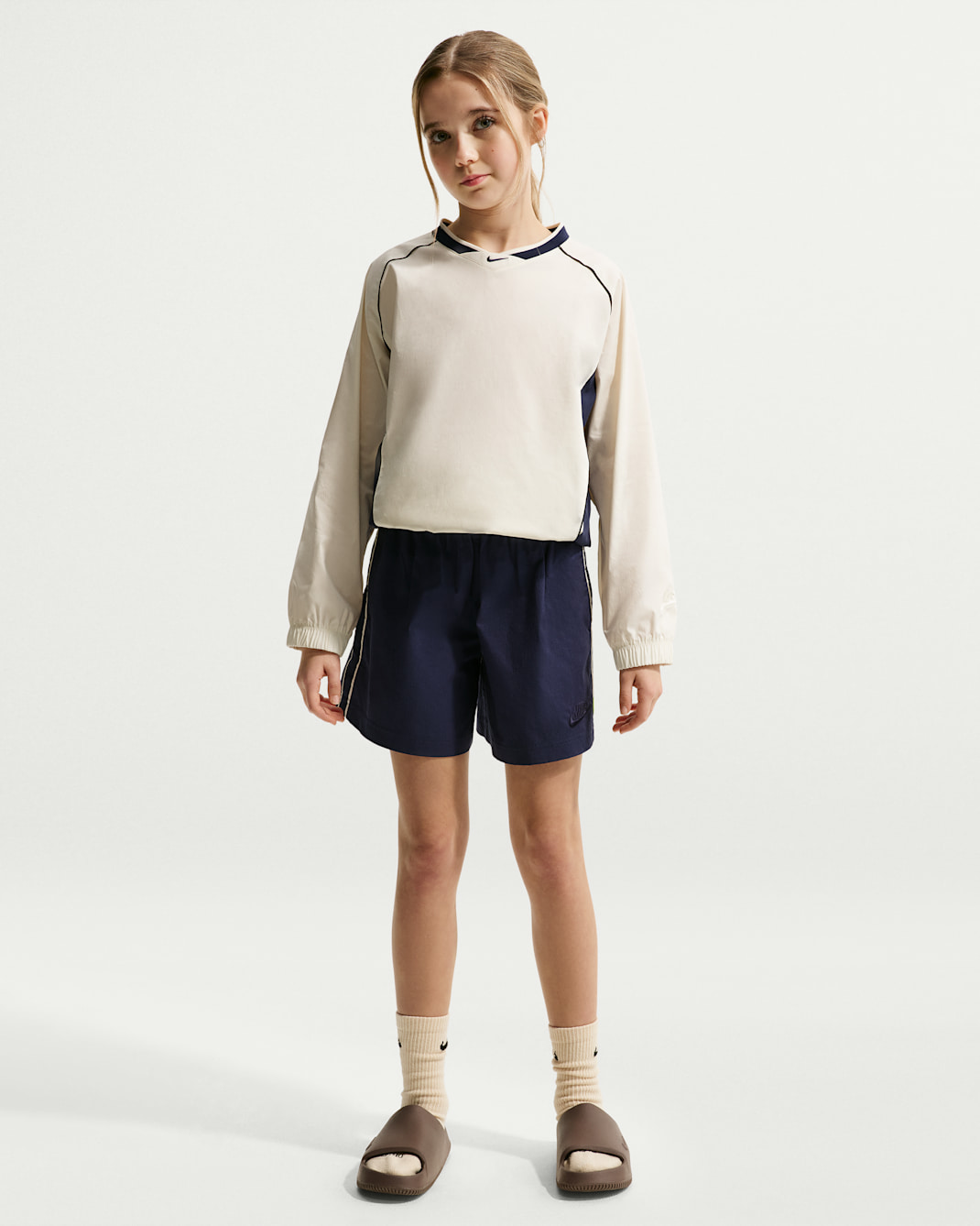 Nike Sportswear Big Kids' Woven V-Neck Long-Sleeve Top
