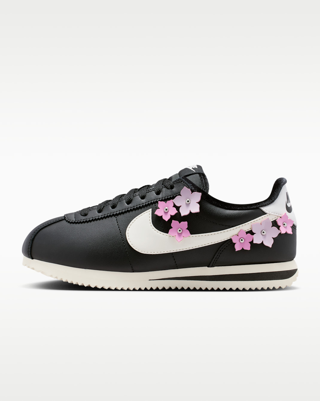 Nike Cortez Leather Women's Shoes - Black/Pink Rise/Bleached Lilac/Sail