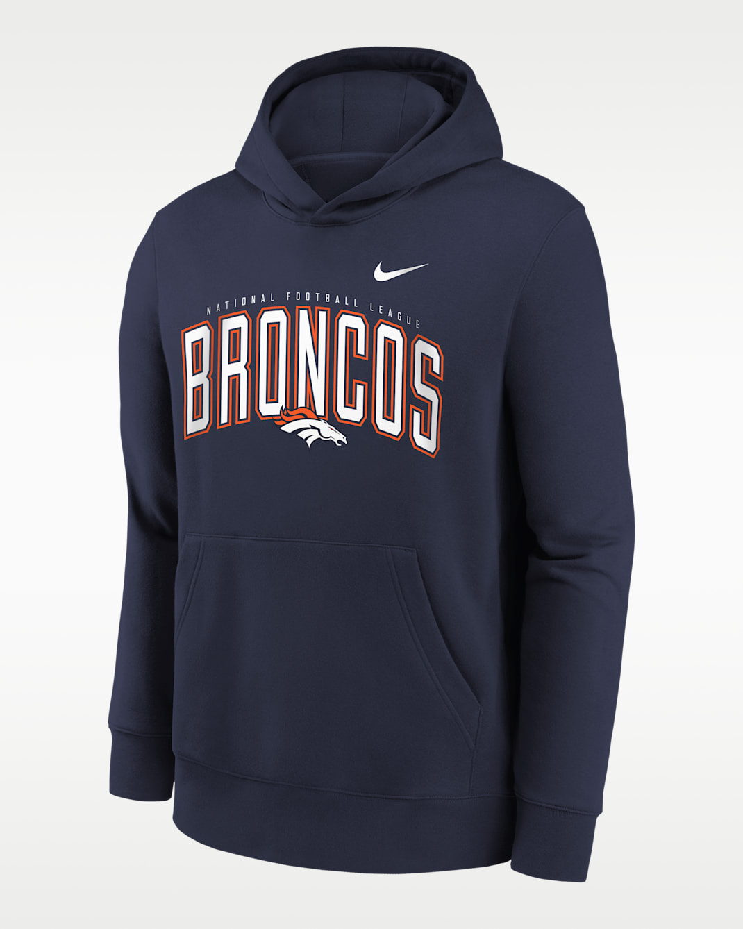 Denver Broncos Essentials Club Logo Arch Big Kids' Nike NFL Pullover Crew - College Navy